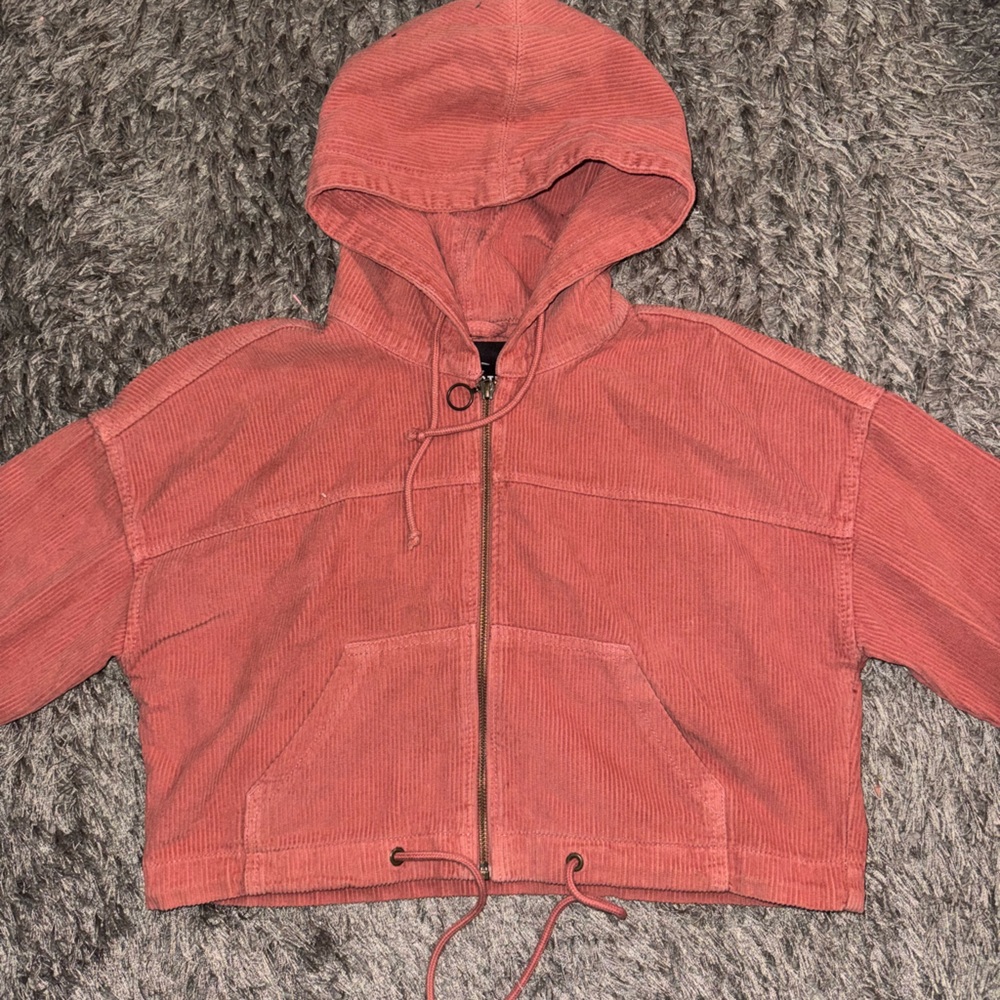 Coral Hooded cropped/tie Jacket